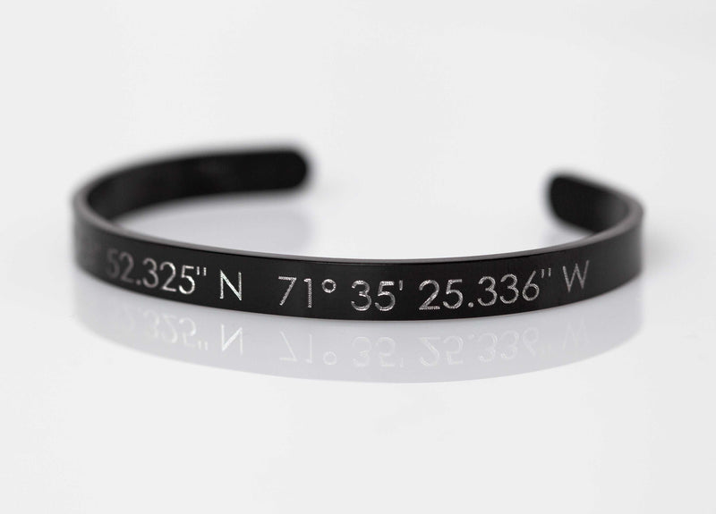 Personalized Black Stainless Steel Cuff Bracelet