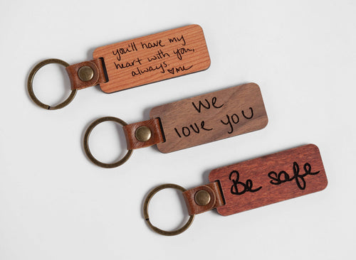 Personalized Wood Handwriting Keychain