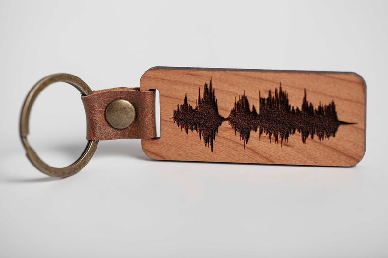 Personalized Wood Sound Wave Keychain