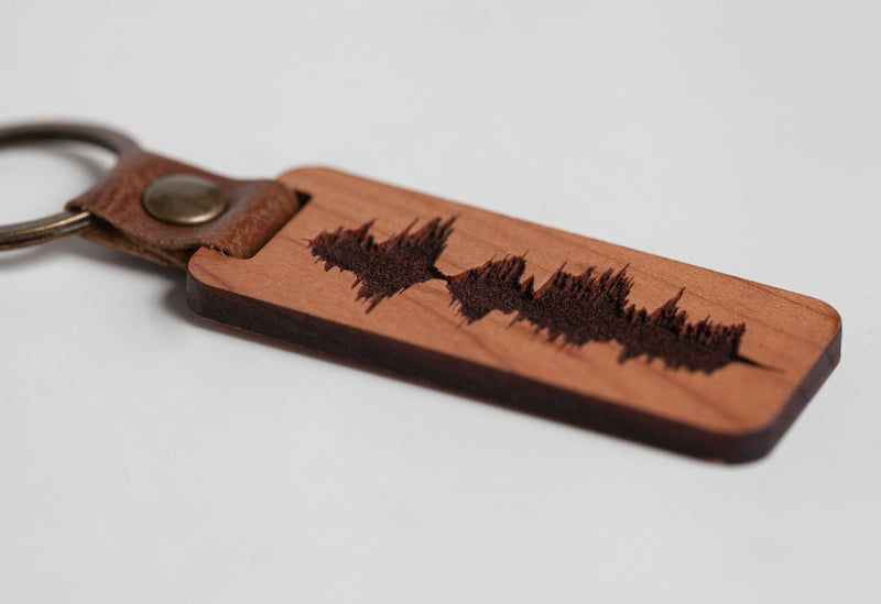 Personalized Wood Sound Wave Keychain