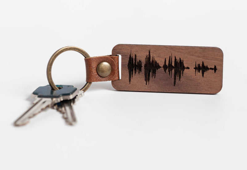 Personalized Wood Sound Wave Keychain