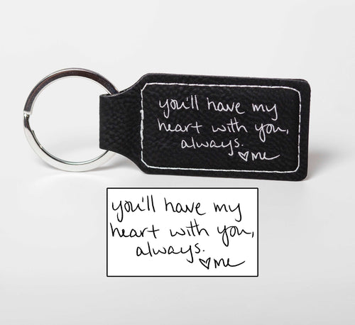 Personalized Handwriting Vegan Leather Keychain