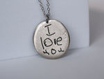 Personalized Handwriting Pewter Pendant Necklace