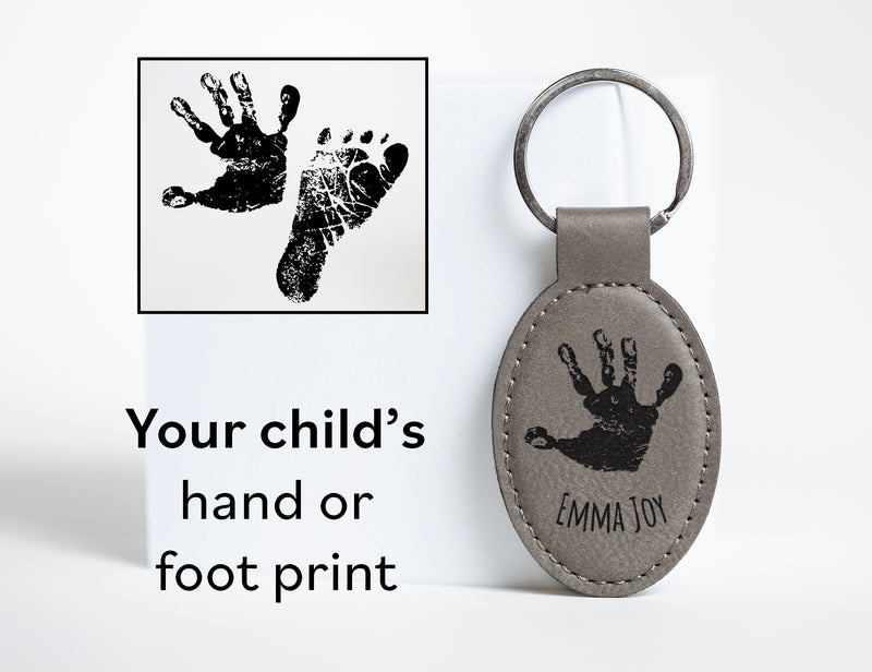 Child's Hand or Footprint Vegan Leather Keychain