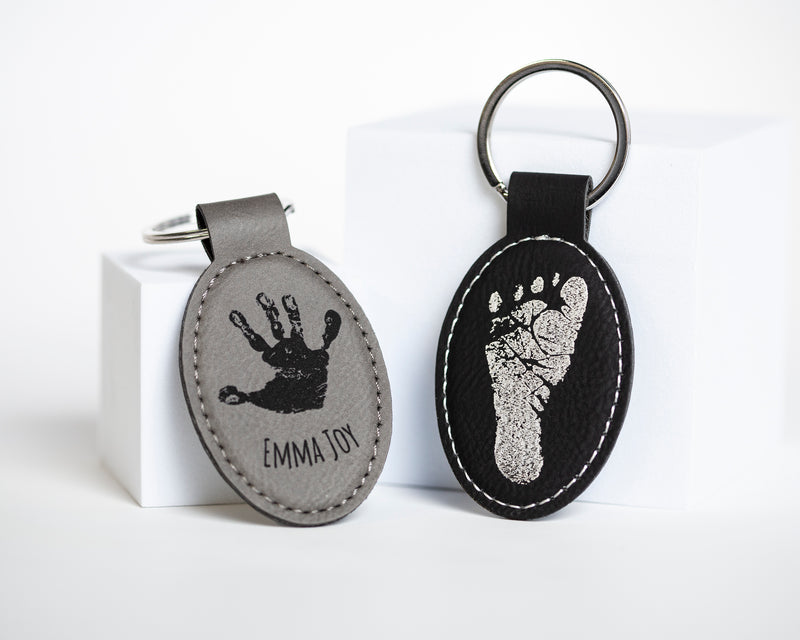 Child's Hand or Footprint Vegan Leather Keychain