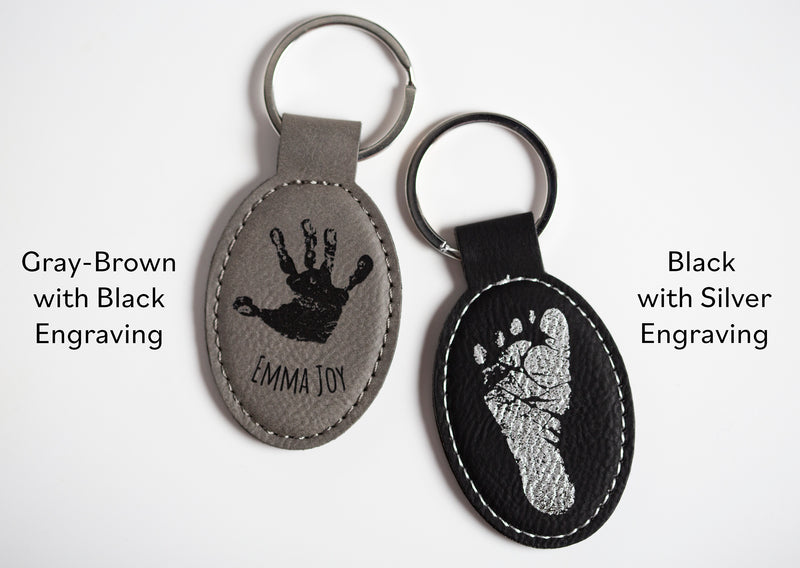 Child's Hand or Footprint Vegan Leather Keychain