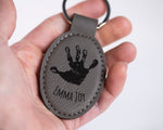 Child's Hand or Footprint Vegan Leather Keychain